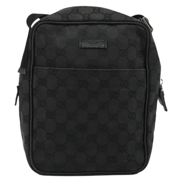 GUCCI GG Canvas Shoulder Bag Black Silver 122759 Auth 177508