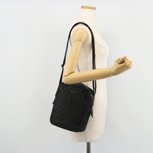 GUCCI GG Canvas Shoulder Bag Black Silver 122759 Auth 177508