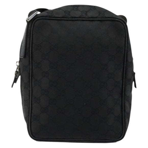 GUCCI GG Canvas Shoulder Bag Black Silver 122759 Auth 177508