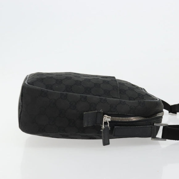 GUCCI GG Canvas Shoulder Bag Black Silver 122759 Auth 177508