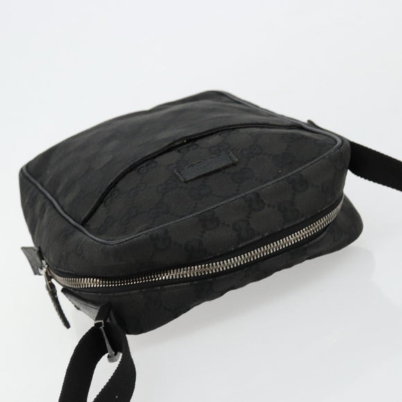 GUCCI GG Canvas Shoulder Bag Black Silver 122759 Auth 177508