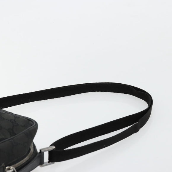 GUCCI GG Canvas Shoulder Bag Black Silver 122759 Auth 177508