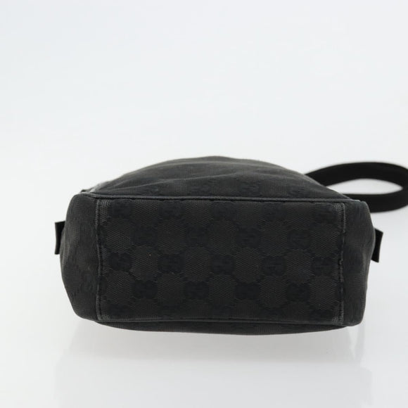 GUCCI GG Canvas Shoulder Bag Black Silver 122759 Auth 177508