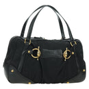 GUCCI GG Canvas Hand Bag Black Gold 211967 Auth 177510V-1