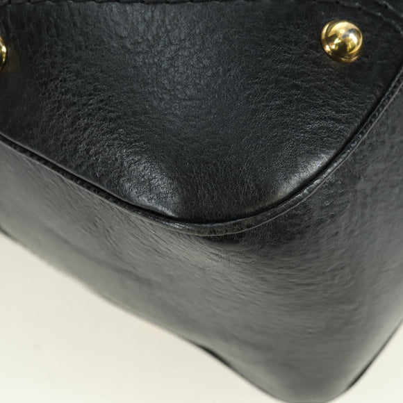 GUCCI GG Canvas Hand Bag Black Gold 211967 Auth 177510V