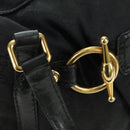 GUCCI GG Canvas Hand Bag Black Gold 211967 Auth 177510V-15
