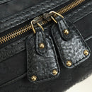 GUCCI GG Canvas Hand Bag Black Gold 211967 Auth 177510V-16