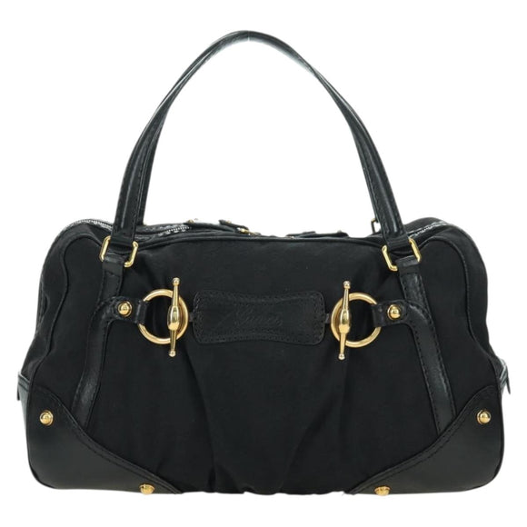GUCCI GG Canvas Hand Bag Black Gold 211967 Auth 177510V