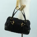 GUCCI GG Canvas Hand Bag Black Gold 211967 Auth 177510V-24