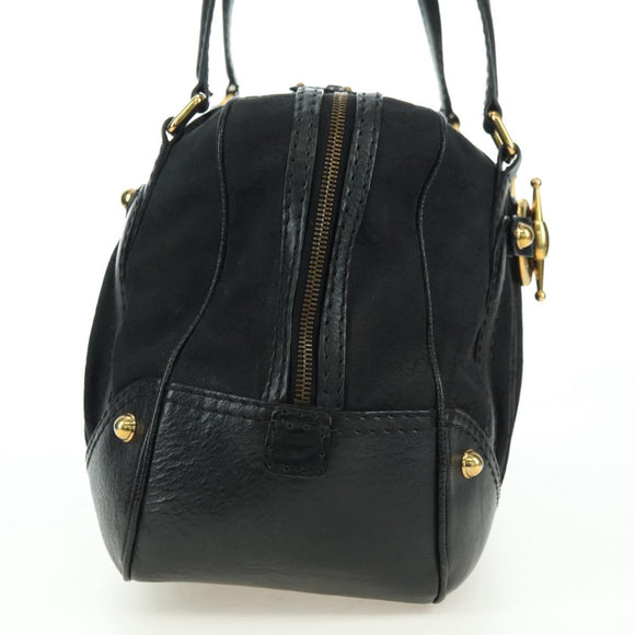 GUCCI GG Canvas Hand Bag Black Gold 211967 Auth 177510V
