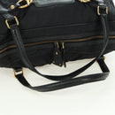 GUCCI GG Canvas Hand Bag Black Gold 211967 Auth 177510V-7