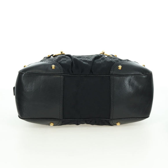 GUCCI GG Canvas Hand Bag Black Gold 211967 Auth 177510V