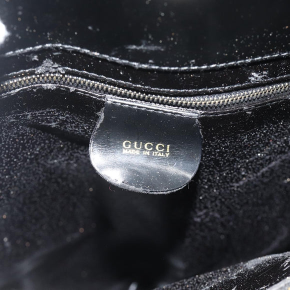 GUCCI Hand Bag Patent leather Black Gold 002 2265 0407 Auth 177511