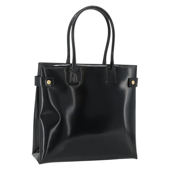 GUCCI Hand Bag Patent leather Black Gold 002 2265 0407 Auth 177511