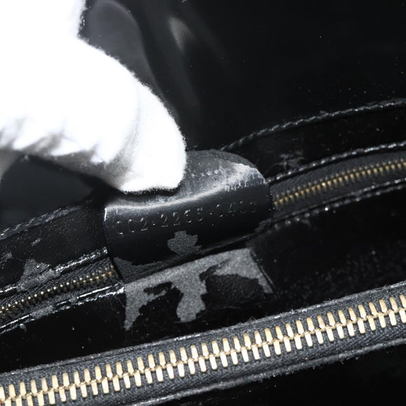 GUCCI Hand Bag Patent leather Black Gold 002 2265 0407 Auth 177511