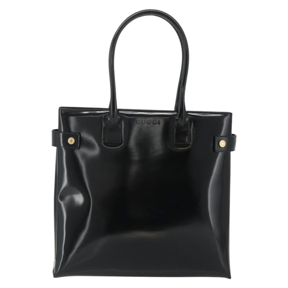 GUCCI Hand Bag Patent leather Black Gold 002 2265 0407 Auth 177511