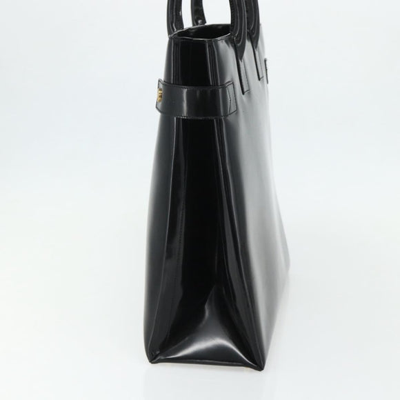 GUCCI Hand Bag Patent leather Black Gold 002 2265 0407 Auth 177511