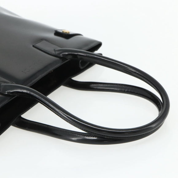 GUCCI Hand Bag Patent leather Black Gold 002 2265 0407 Auth 177511