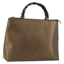 GUCCI Bamboo Hand Bag Leather Bronze Gold 002 2122 0507 Auth 177512-1