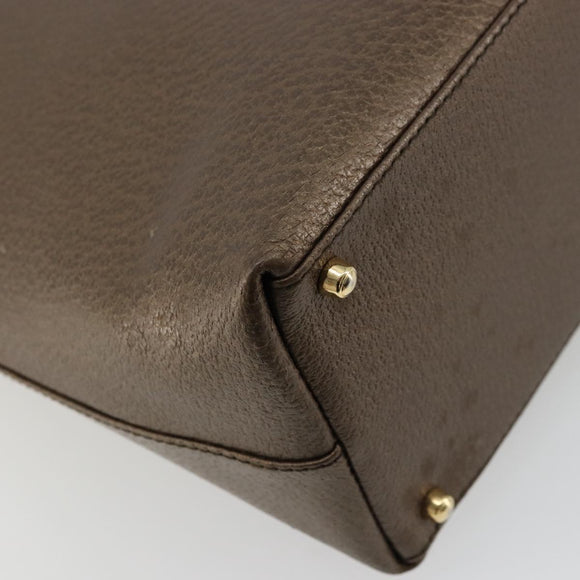 GUCCI Bamboo Hand Bag Leather Bronze Gold 002 2122 0507 Auth 177512