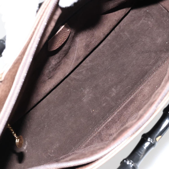 GUCCI Bamboo Hand Bag Leather Bronze Gold 002 2122 0507 Auth 177512