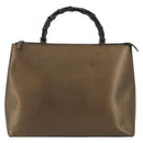 GUCCI Bamboo Hand Bag Leather Bronze Gold 002 2122 0507 Auth 177512-13