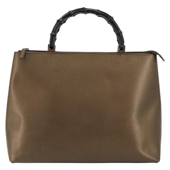 GUCCI Bamboo Hand Bag Leather Bronze Gold 002 2122 0507 Auth 177512