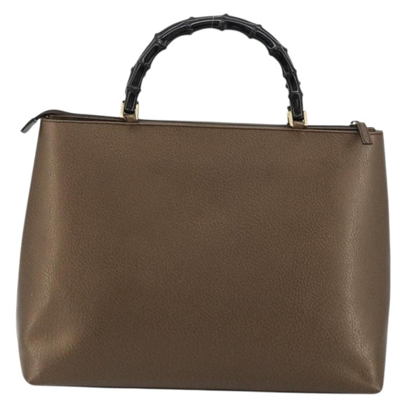 GUCCI Bamboo Hand Bag Leather Bronze Gold 002 2122 0507 Auth 177512