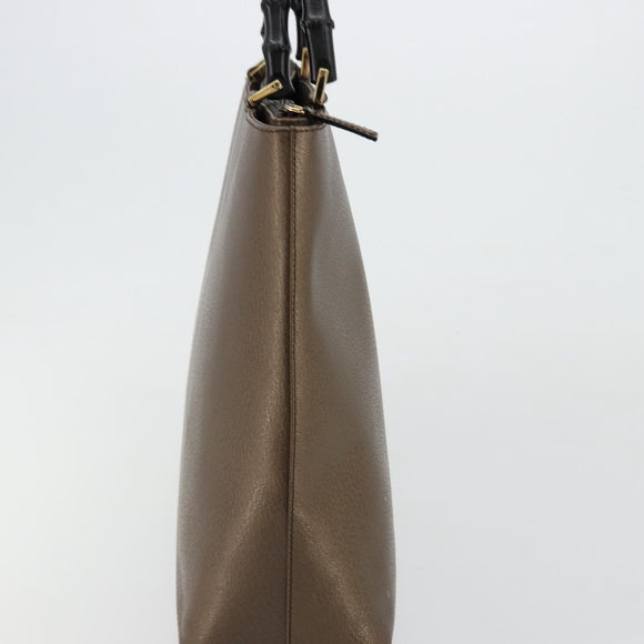GUCCI Bamboo Hand Bag Leather Bronze Gold 002 2122 0507 Auth 177512