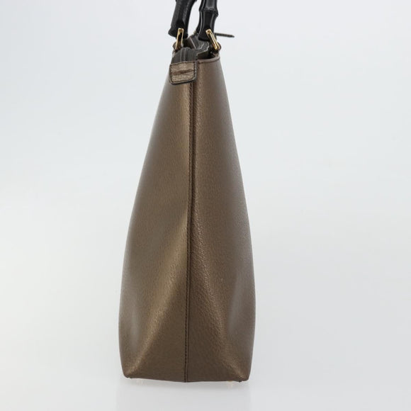 GUCCI Bamboo Hand Bag Leather Bronze Gold 002 2122 0507 Auth 177512