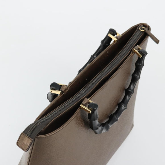GUCCI Bamboo Hand Bag Leather Bronze Gold 002 2122 0507 Auth 177512