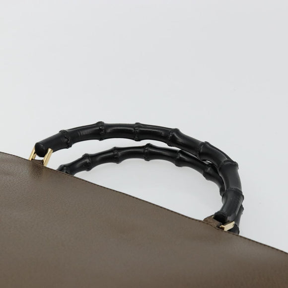 GUCCI Bamboo Hand Bag Leather Bronze Gold 002 2122 0507 Auth 177512
