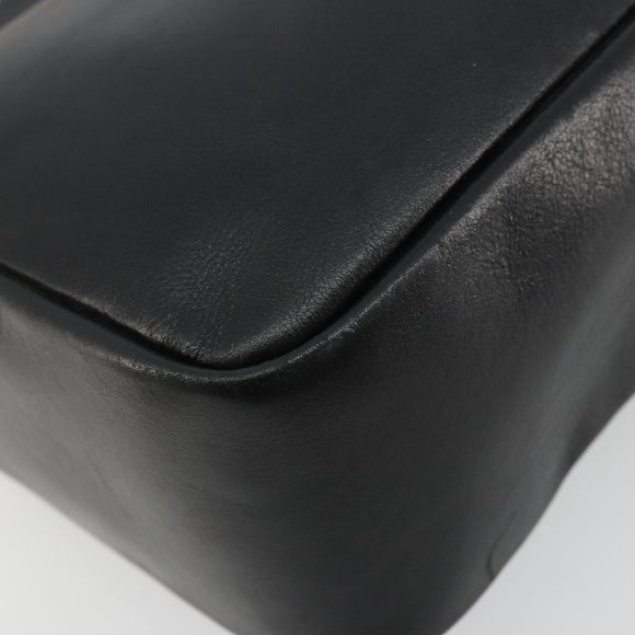 GUCCI Bamboo Hand Bag Leather Black Gold Auth 177513