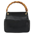 GUCCI Bamboo Hand Bag Leather Black Gold Auth 177513-2
