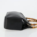 GUCCI Bamboo Hand Bag Leather Black Gold Auth 177513-3