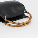 GUCCI Bamboo Hand Bag Leather Black Gold Auth 177513-7