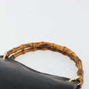 GUCCI Bamboo Hand Bag Leather Black Gold Auth 177513-8