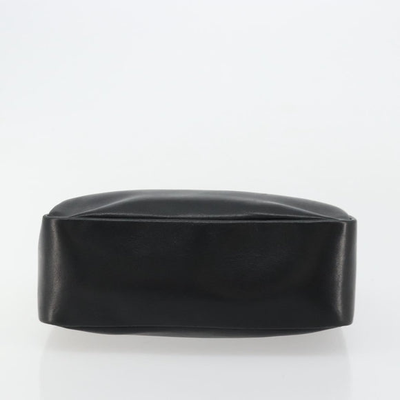 GUCCI Bamboo Hand Bag Leather Black Gold Auth 177513