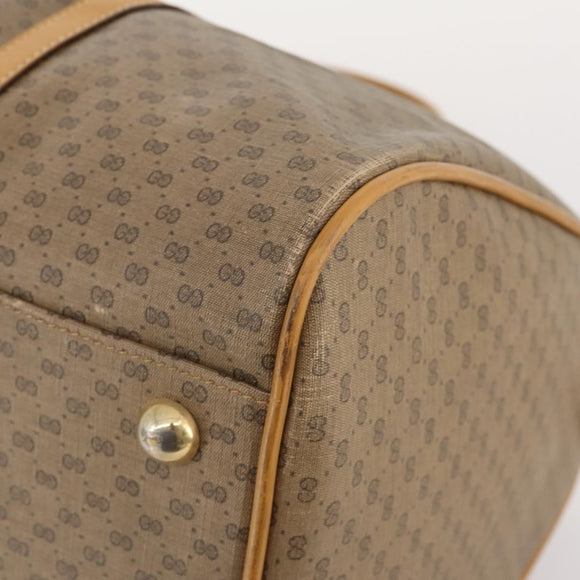 GUCCI Micro GG Supreme Boston Bag PVC Beige Gold Auth 177515