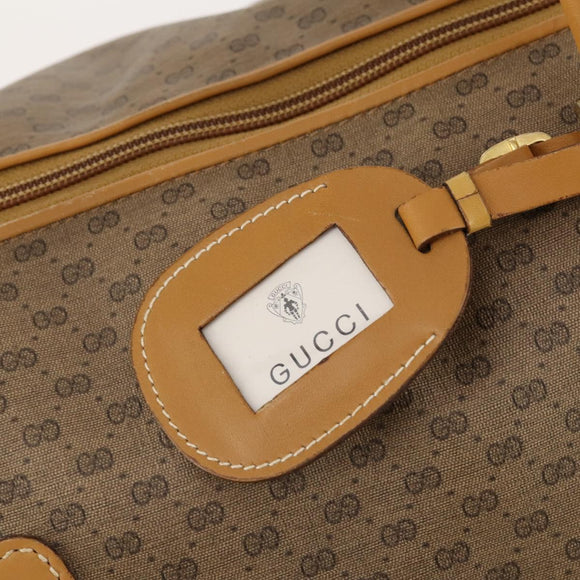 GUCCI Micro GG Supreme Boston Bag PVC Beige Gold Auth 177515