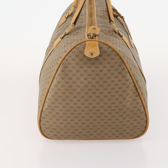 GUCCI Micro GG Supreme Boston Bag PVC Beige Gold Auth 177515