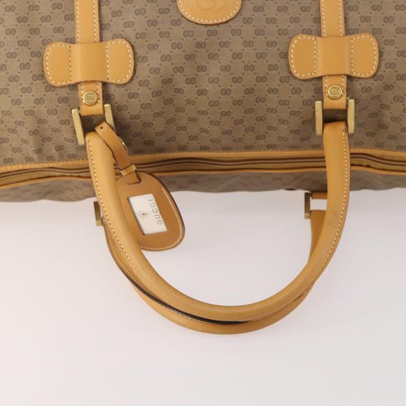 GUCCI Micro GG Supreme Boston Bag PVC Beige Gold Auth 177515