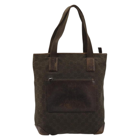 GUCCI GG Canvas Tote Bag Brown Silver 28892 Auth 177516