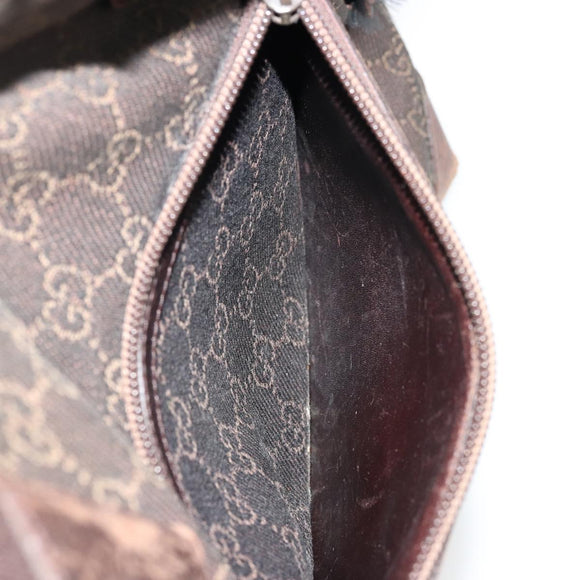 GUCCI GG Canvas Tote Bag Brown Silver 28892 Auth 177516