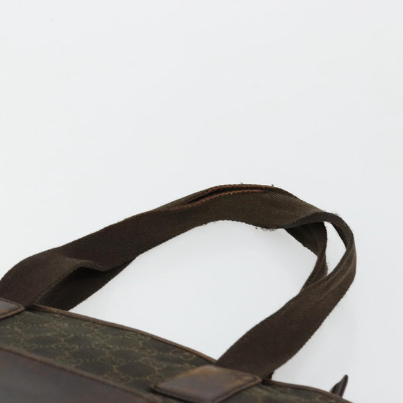 GUCCI GG Canvas Tote Bag Brown Silver 28892 Auth 177516
