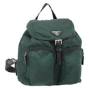 PRADA Backpack Nylon Green Silver Auth 177517-1