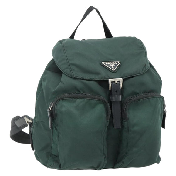 PRADA Backpack Nylon Green Silver Auth 177517