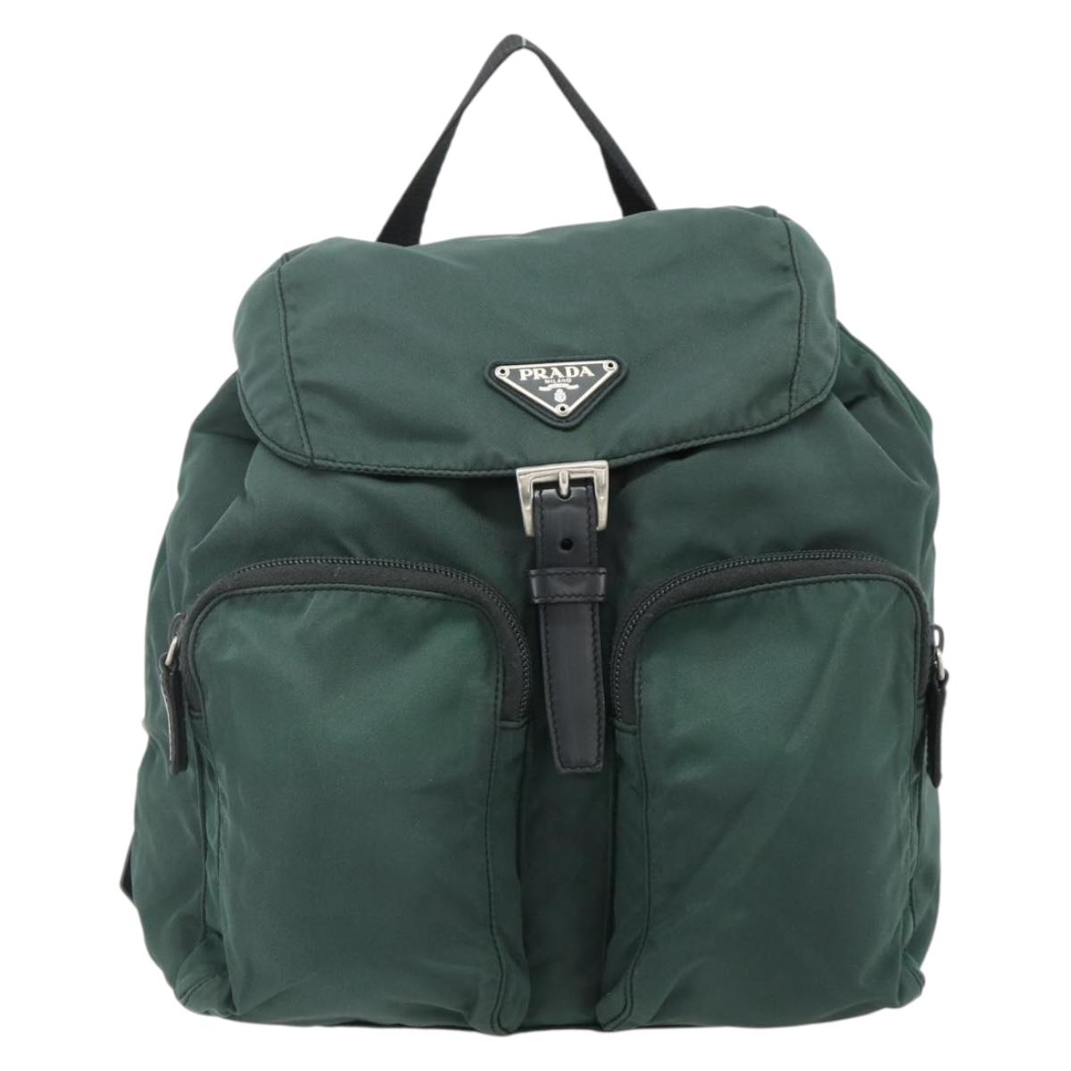 PRADA Backpack Nylon Green Silver PRADA Backpack Nylon Green Silver Auth 161433 Silvery ref  main image 3