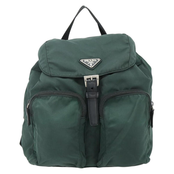 PRADA Backpack Nylon Green Silver Auth 177517