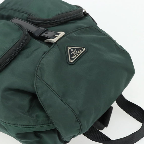 PRADA Backpack Nylon Green Silver Auth 177517